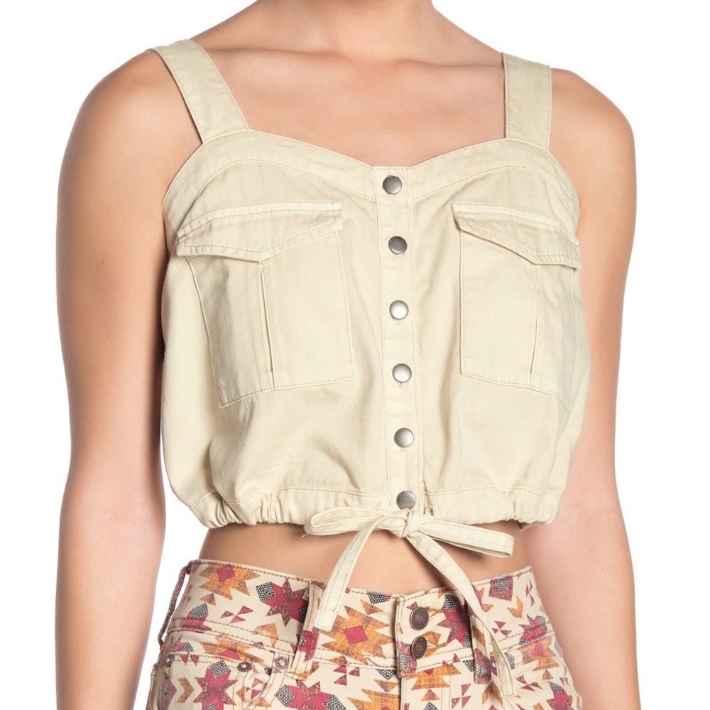 NWT Free People Palm Dessert Denim Crop Top